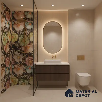 Floral Wall Tile TL 08780 C  Shimmer Black Decor 4 ft x 2 ft Vitrified Carving Matte Finish - 9 mm |  | Suitable for Living Room, Bedroom, Bathroom