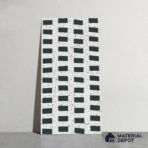 Highlighter Wall Tile TL 08782  Pearl Stone Black 4 ft x 2 ft Vitrified Carving Matte Finish - 9 mm | Suitable For Bathroom, Accent/Feature Wall, Dining Area