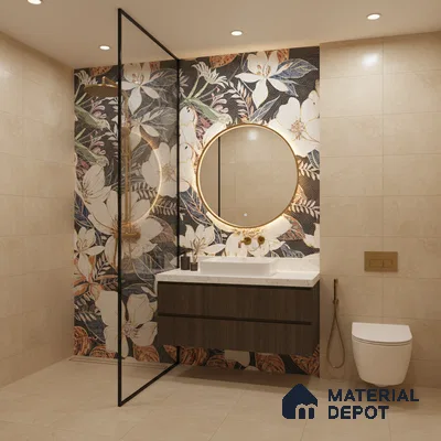 Floral Wall Tile TL 08783  Agate White 4 ft x 2 ft Vitrified Carving Matte Finish - 9 mm |  | Suitable for Living Room, Bedroom, Bathroom