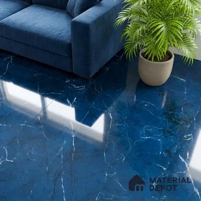 Marble Look Wall & Floor Tile TL 08789 Glory Blue 4 ft x 2 ft Vitrified High Gloss Finish - 9 mm