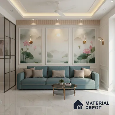 Marble Look Tile TL 08834 6 ft x 4 ft Glossy Finish Vitrified Tile - 9 mm | Adhesive and Spacers Must be Used During Installation
