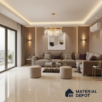 Marble Look Tile TL 08836 6 ft x 4 ft Glossy Finish Vitrified Tile - 9 mm | Adhesive and Spacers Must be Used During Installation