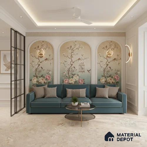 Marble Look Tile TL 08839 6 ft x 4 ft Matte Finish Vitrified Tile - 9 mm | Adhesive and Spacers Must be Used During Installation