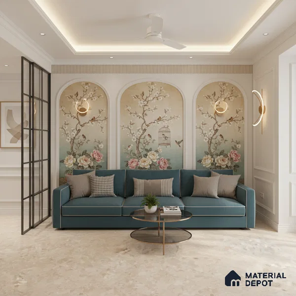 Marble Look Tile TL 08839 6 ft x 4 ft Matte Finish Vitrified Tile - 9 mm | Adhesive and Spacers Must be Used During Installation
