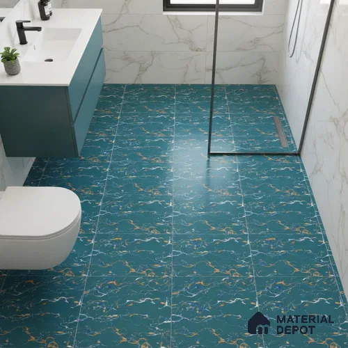 Marble Look Floor Tile TL 08843 D | Matte Finish 12 x 12 inch Ceramic Tile - 7 mm | Suitable For Kitchen, Bathroom, Bedroom & Office