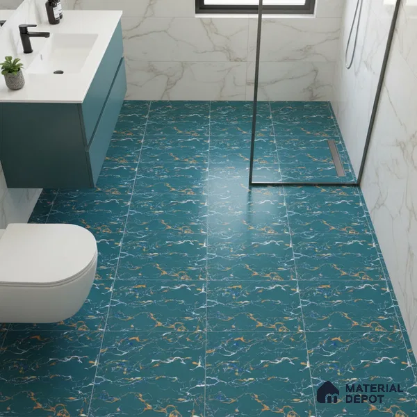 Marble Look Floor Tile TL 08843 D | Matte Finish 12 x 12 inch Ceramic Tile - 7 mm | Suitable For Kitchen, Bathroom, Bedroom & Office