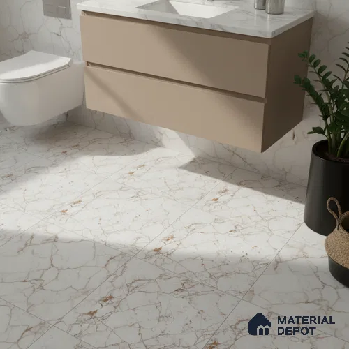 Marble Look Floor Tile TL 08844 D | Matte Finish 12 x 12 inch Ceramic Tile - 7 mm | Suitable For Kitchen, Bathroom, Bedroom & Office