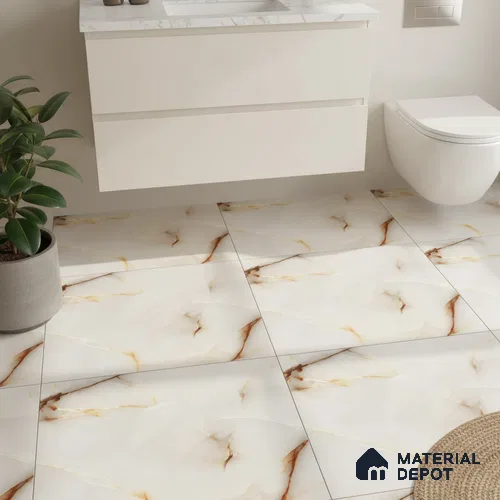 Marble Look Floor Tile TL 08849 D | Matte Finish 12 x 12 inch Ceramic Tile - 7 mm | Suitable For Kitchen, Bathroom, Bedroom & Office