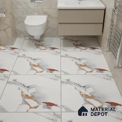 Marble Look Floor Tile TL 08850 C | Matte Finish 12 x 12 inch Ceramic Tile - 7 mm | Suitable For Kitchen, Bathroom, Bedroom & Office