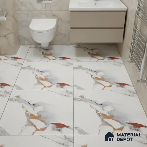 Marble Look Floor Tile TL 08850 C | Matte Finish 12 x 12 inch Ceramic Tile - 7 mm | Suitable For Kitchen, Bathroom, Bedroom & Office