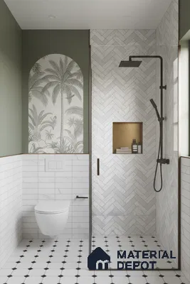 Faux Subway Matching Floor Tile TL 08853 C | Matte Finish 12 x 12 inch Ceramic Anti Skid Tile - 7 mm | Suitable For Kitchen, Bathroom | Please Expect a Slight Variation of Pattern