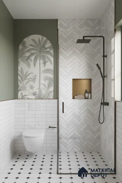 Faux Subway Matching Floor Tile TL 08853 C | Matte Finish 12 x 12 inch Ceramic Anti Skid Tile - 7 mm | Suitable For Kitchen, Bathroom | Please Expect a Slight Variation of Pattern