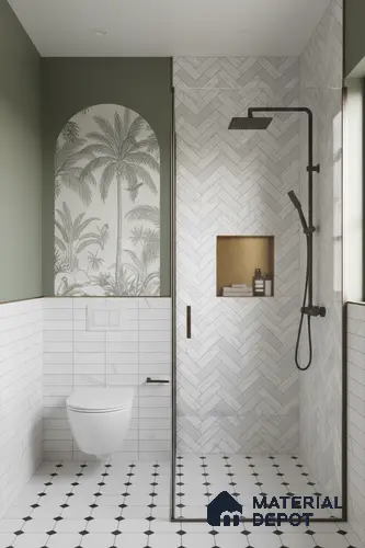 Faux Subway Matching Floor Tile TL 08853 C | Matte Finish 12 x 12 inch Ceramic Anti Skid Tile - 7 mm | Suitable For Kitchen, Bathroom | Please Expect a Slight Variation of Pattern
