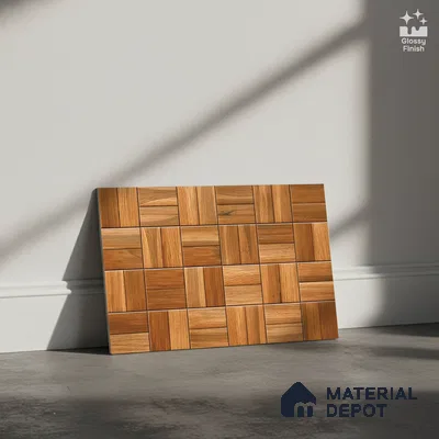 Wood Look Wall Tile TL 08863 | Glossy Finish 18 x 12 inch Ceramic Tile - 7 mm | Suitable For Kitchen & Bathroom