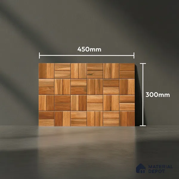 Wood Look Wall Tile TL 08863 | Glossy Finish 18 x 12 inch Ceramic Tile - 7 mm | Suitable For Kitchen & Bathroom