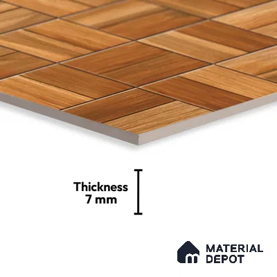Wood Look Wall Tile TL 08863 | Glossy Finish 18 x 12 inch Ceramic Tile - 7 mm | Suitable For Kitchen & Bathroom