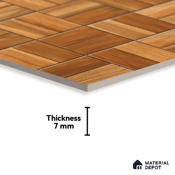 Wood Look Wall Tile TL 08863 | Glossy Finish 18 x 12 inch Ceramic Tile - 7 mm | Suitable For Kitchen & Bathroom