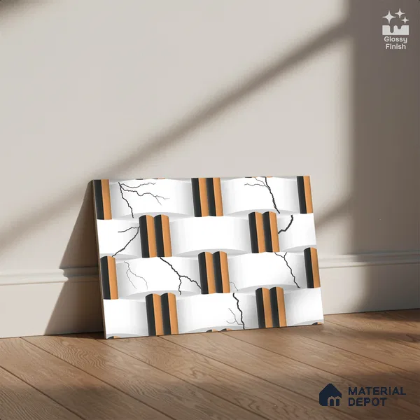 Patterned Look Wall Tile TL 08872 | Glossy Finish 18 x 12 inch Ceramic Tile - 7 mm | Suitable For Kitchen & Bathroom