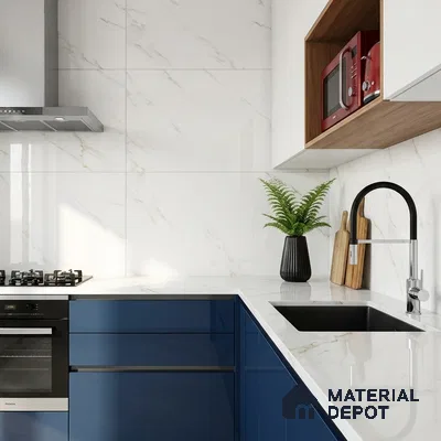 Marble Look Wall & Floor Tile TL 08884 | Glossy Finish 4 ft x 2 ft Vitrified Tile - 9 mm | Suitable For Kitchen, Bathroom, Bedroom & Office