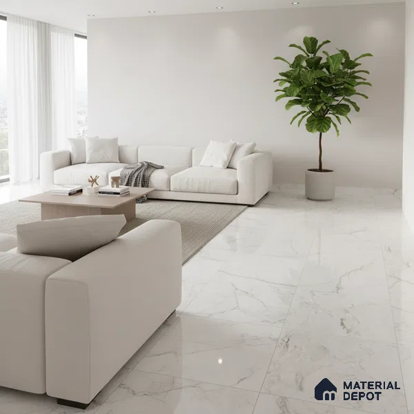 Marble Look Wall & Floor Tile TL 08889 | Glossy Finish 4 ft x 2 ft Vitrified Tile - 9 mm | Suitable For Kitchen, Bathroom, Bedroom & Office