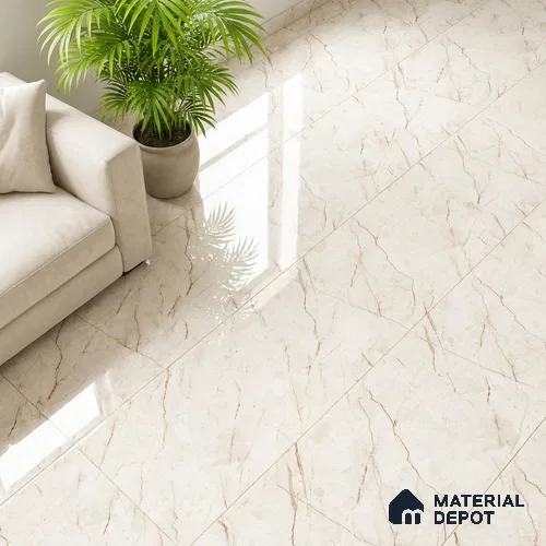Marble Floor & Wall TL 12560 Frido Crema 4 ft x 2 ft Glossy Finish Vitrified Tile - 9 mm