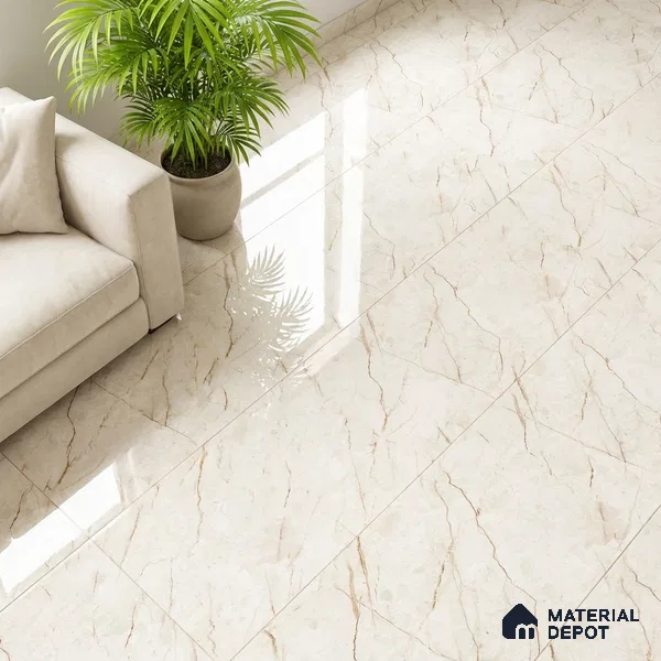 Marble Floor & Wall TL 12560 Frido Crema 4 ft x 2 ft Glossy Finish Vitrified Tile - 9 mm