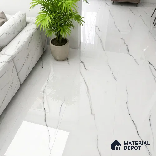 Marble Look Wall & Floor Tile TL 08892 | Glossy Finish 4 ft x 2 ft Vitrified Tile - 9 mm | Suitable For Kitchen, Bathroom, Bedroom & Office