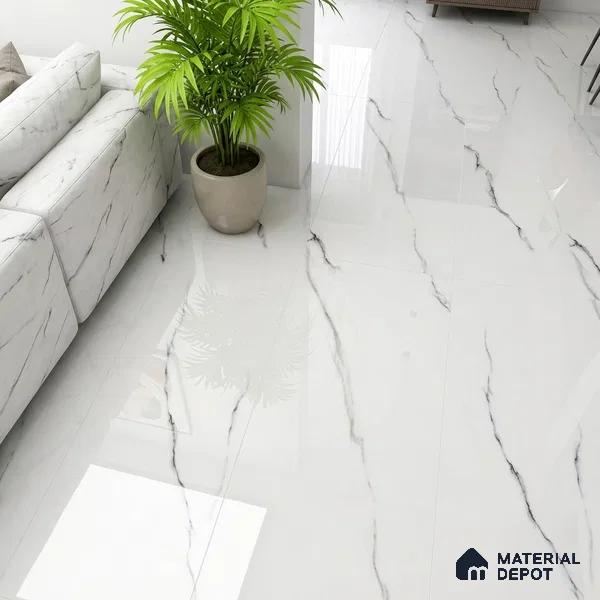 Marble Look Wall & Floor Tile TL 08892 | Glossy Finish 4 ft x 2 ft Vitrified Tile - 9 mm | Suitable For Kitchen, Bathroom, Bedroom & Office