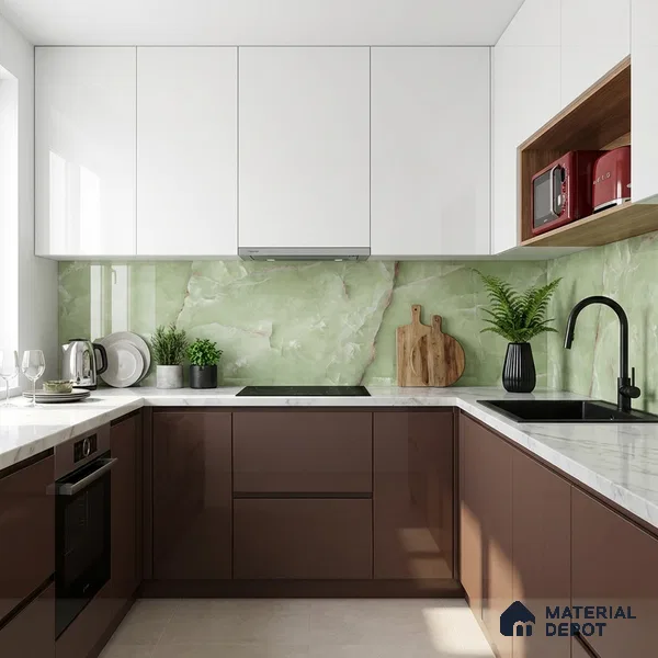 Patterned Look Wall & Floor Tile TL 08896 | Glossy Finish 4 ft x 2 ft Vitrified Tile - 9 mm | Suitable For Kitchen, Bathroom, Bedroom & Office