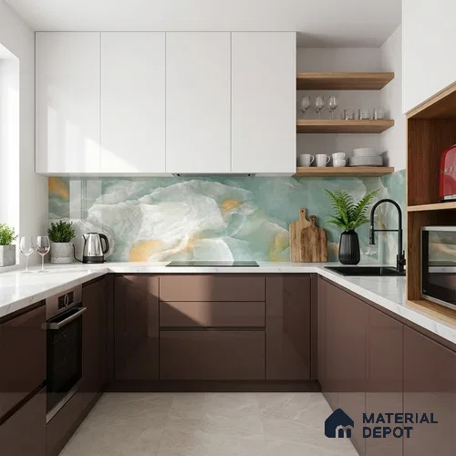 Patterned Look Wall & Floor Tile TL 08897 | Glossy Finish 4 ft x 2 ft Vitrified Tile - 9 mm | Suitable For Kitchen, Bathroom, Bedroom & Office