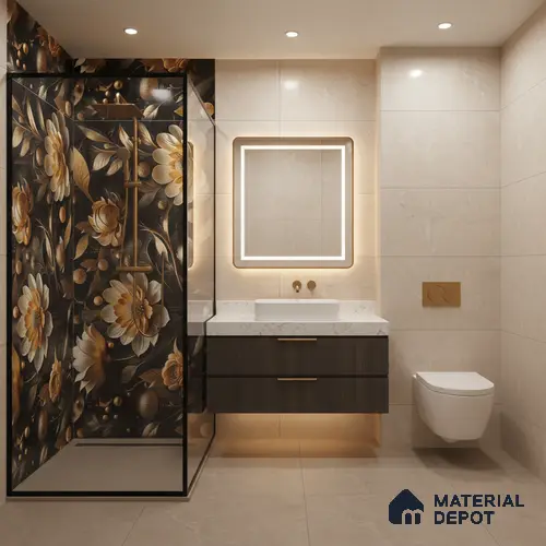 Floral Wall Tile TL 08898 | High Gloss Finish 4 ft x 2 ft Vitrified Tile - 9 mm | Suitable For Kitchen, Bathroom, Bedroom & Office