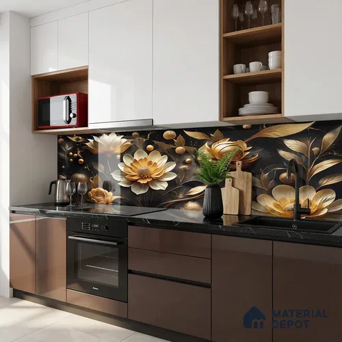 Floral Wall Tile TL 08898 | High Gloss Finish 4 ft x 2 ft Vitrified Tile - 9 mm | Suitable For Kitchen, Bathroom, Bedroom & Office