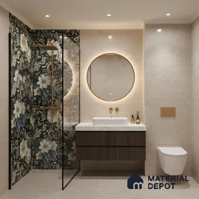 Floral Wall Tile TL 08903 | High Gloss Finish 4 ft x 2 ft Vitrified Tile - 9 mm | Suitable For Kitchen, Bathroom, Bedroom & Office