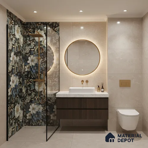 Floral Wall Tile TL 08903 | High Gloss Finish 4 ft x 2 ft Vitrified Tile - 9 mm | Suitable For Kitchen, Bathroom, Bedroom & Office