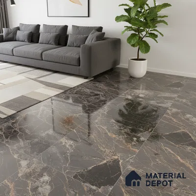 Marble Look Wall & Floor Tile TL 08909 | High Gloss Finish 4 ft x 2 ft Vitrified Tile - 9 mm | Suitable For Kitchen, Bathroom, Bedroom & Office