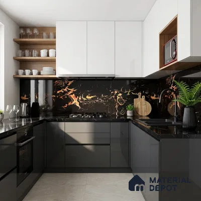 Marble Look Wall & Floor Tile TL 08912 | High Gloss Finish 4 ft x 2 ft Vitrified Tile - 9 mm | Suitable For Kitchen, Bathroom, Bedroom & Office