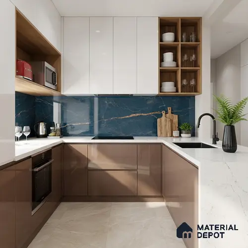 Marble Look Wall & Floor Tile TL 08914 B | High Gloss Finish 4 ft x 2 ft Vitrified Tile - 9 mm | Suitable For Kitchen, Bathroom, Bedroom & Office