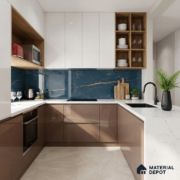 Marble Look Wall & Floor Tile TL 08914 B | High Gloss Finish 4 ft x 2 ft Vitrified Tile - 9 mm | Suitable For Kitchen, Bathroom, Bedroom & Office
