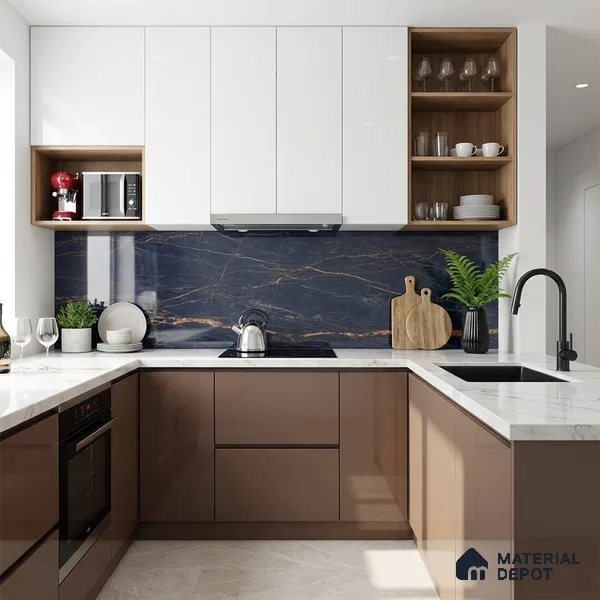 Marble Look Wall & Floor Tile TL 08914 | High Gloss Finish 4 ft x 2 ft Vitrified Tile - 9 mm | Suitable For Kitchen, Bathroom, Bedroom & Office