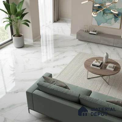 Marble Look Wall & Floor Tile TL 08916 | Glossy Finish 4 ft x 2 ft Vitrified Tile - 9 mm | Suitable For Kitchen, Bathroom, Bedroom & Office
