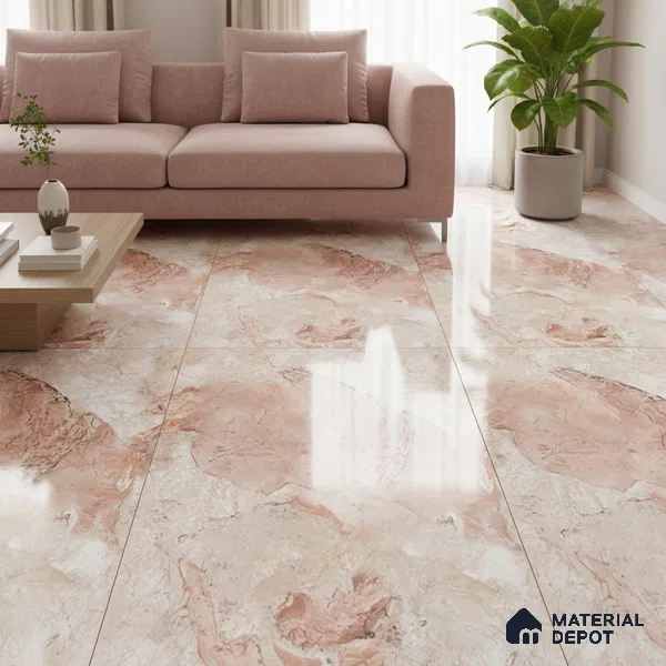 Marble Look Wall & Floor Tile TL 08917 | Glossy Finish 4 ft x 2 ft Vitrified Tile - 9 mm | Suitable For Kitchen, Bathroom, Bedroom & Office