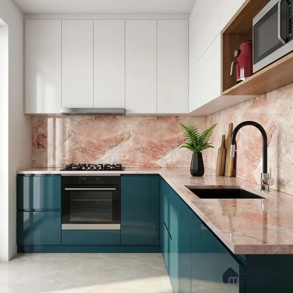 Marble Look Wall & Floor Tile TL 08917 | Glossy Finish 4 ft x 2 ft Vitrified Tile - 9 mm | Suitable For Kitchen, Bathroom, Bedroom & Office