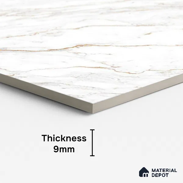 Marble Calacatta Wall & Floor Tile TL 08921 Off-White 4 ft x 2 ft Matte Finish Vitrified Tile - 9 mm | Suitable For Living Room, Bedroom, Kitchen