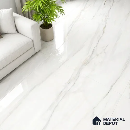 Marble Look Wall & Floor Tile TL 08930 | Glossy Finish 4 ft x 2 ft Vitrified Tile - 9 mm | Suitable For Kitchen, Bathroom, Bedroom & Office
