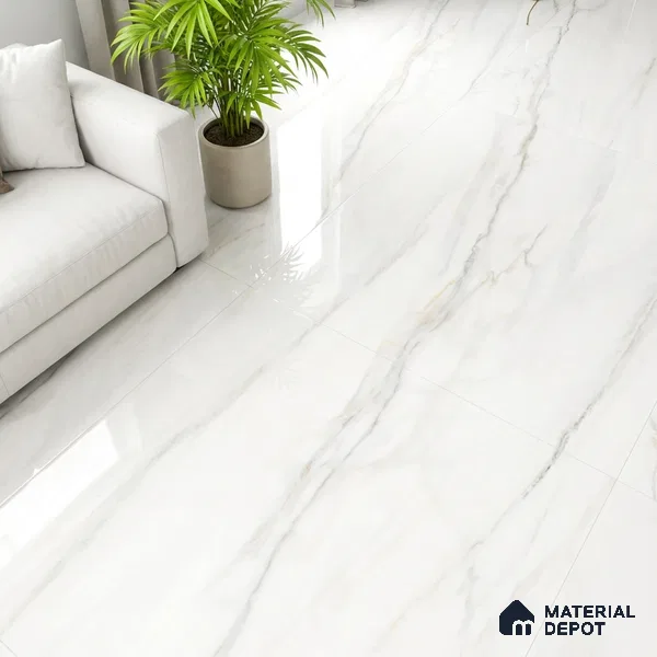 Marble Look Wall & Floor Tile TL 08930 | Glossy Finish 4 ft x 2 ft Vitrified Tile - 9 mm | Suitable For Kitchen, Bathroom, Bedroom & Office