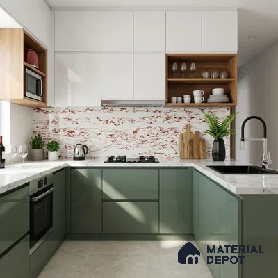 Marble Look Wall & Floor Tile TL 08932 | Glossy Finish 4 ft x 2 ft Vitrified Tile - 9 mm | Suitable For Kitchen, Bathroom, Bedroom & Office