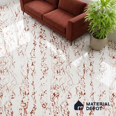 Marble Look Wall & Floor Tile TL 08932 | Glossy Finish 4 ft x 2 ft Vitrified Tile - 9 mm | Suitable For Kitchen, Bathroom, Bedroom & Office