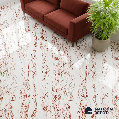 Marble Look Wall & Floor Tile TL 08932 | Glossy Finish 4 ft x 2 ft Vitrified Tile - 9 mm | Suitable For Kitchen, Bathroom, Bedroom & Office