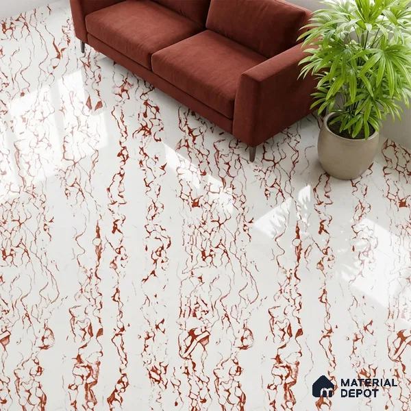 Marble Look Wall & Floor Tile TL 08932 | Glossy Finish 4 ft x 2 ft Vitrified Tile - 9 mm | Suitable For Kitchen, Bathroom, Bedroom & Office