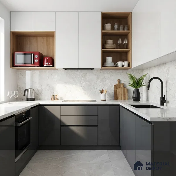 Marble Look Wall & Floor Tile TL 08933 | Glossy Finish 4 ft x 2 ft Vitrified Tile - 9 mm | Suitable For Kitchen, Bathroom, Bedroom & Office